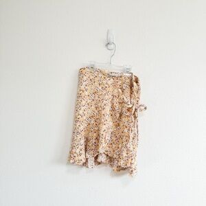 Abercrombie & Fitch Yellow/Brown Floral Wrap Skirt Size XXS
